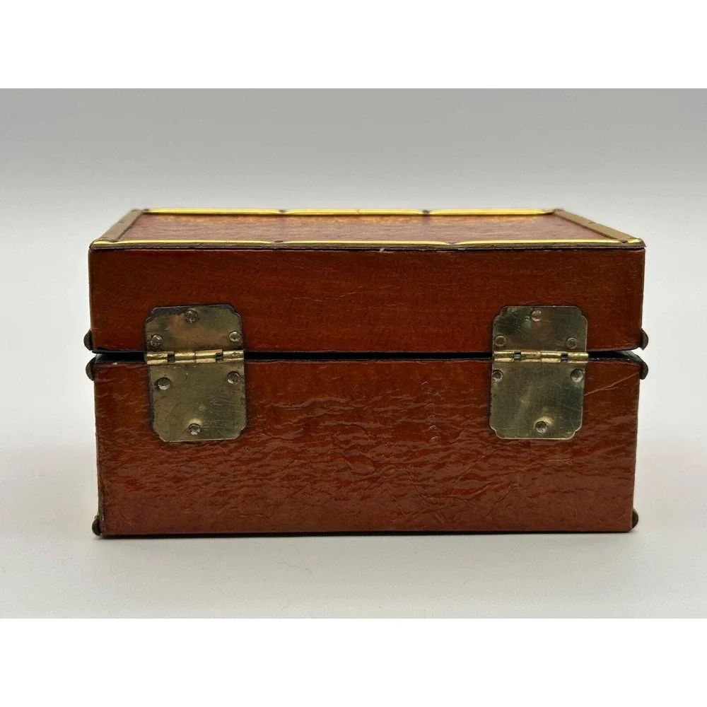 Vintage Bombay Co. Hinged Wood Brass Trinket Box - Antique Style